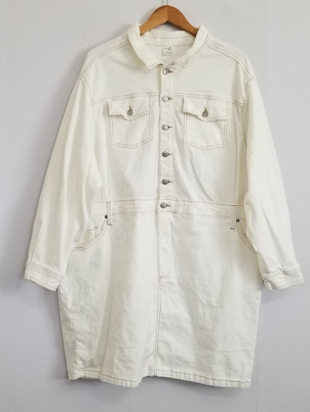 Women’s Cream Button-Up Denim Dress
